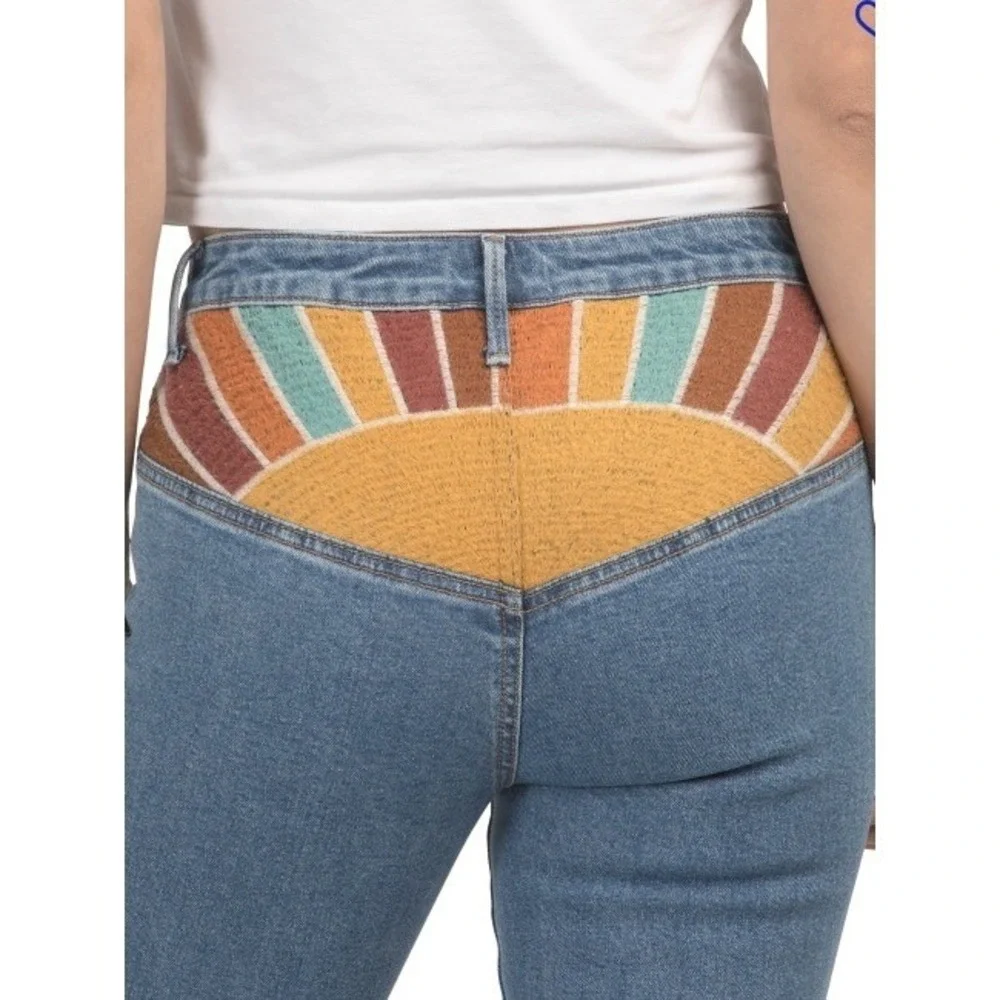 Driftwood Farrah x Sundaze High-Rise Flare Jeans‎ 29 Embroidered Sunrise Back - Picture 4 of 5